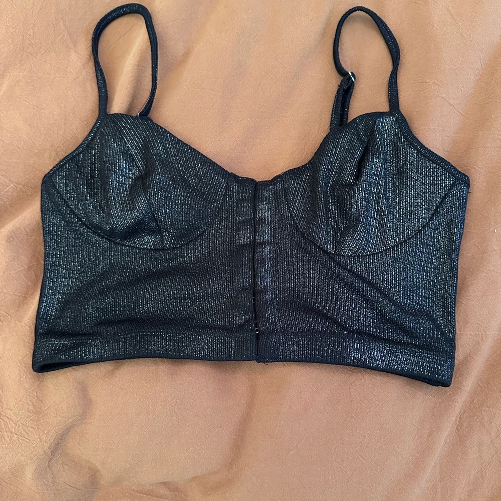 Adika Black Shimmer Crop Top